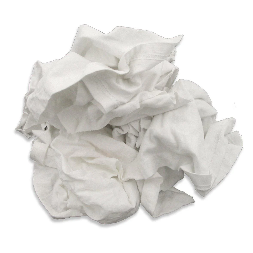 [RCT 101-09-25-25] White Knit Wiper Rags (Low Lint) 25 lbs Box