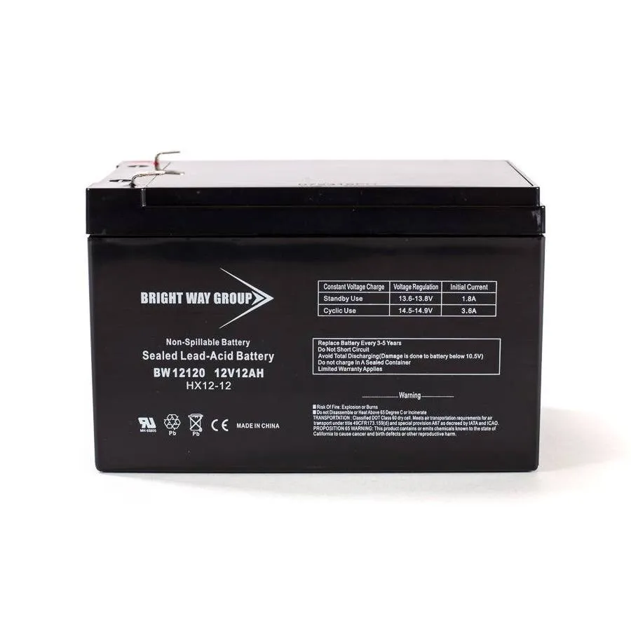 Bright Way BW-12120-F1 12Ah 12VDC AGM Sealed Lead Acid Battery