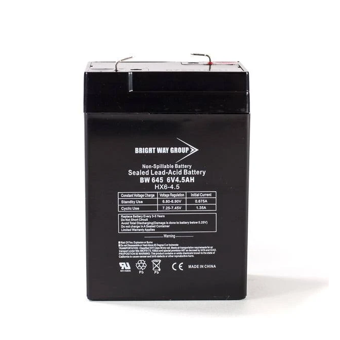[BW-645] Bright Way Group Sealed Lead Acid Battery — 6V, 4.5Ah, Rechargeable, Model# BW 645