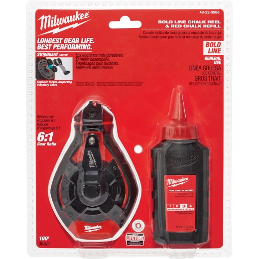 [MIL-48-22-3986] Milwaukee 48-22-3986  100' Bold Line Kit w/ Red Chalk
