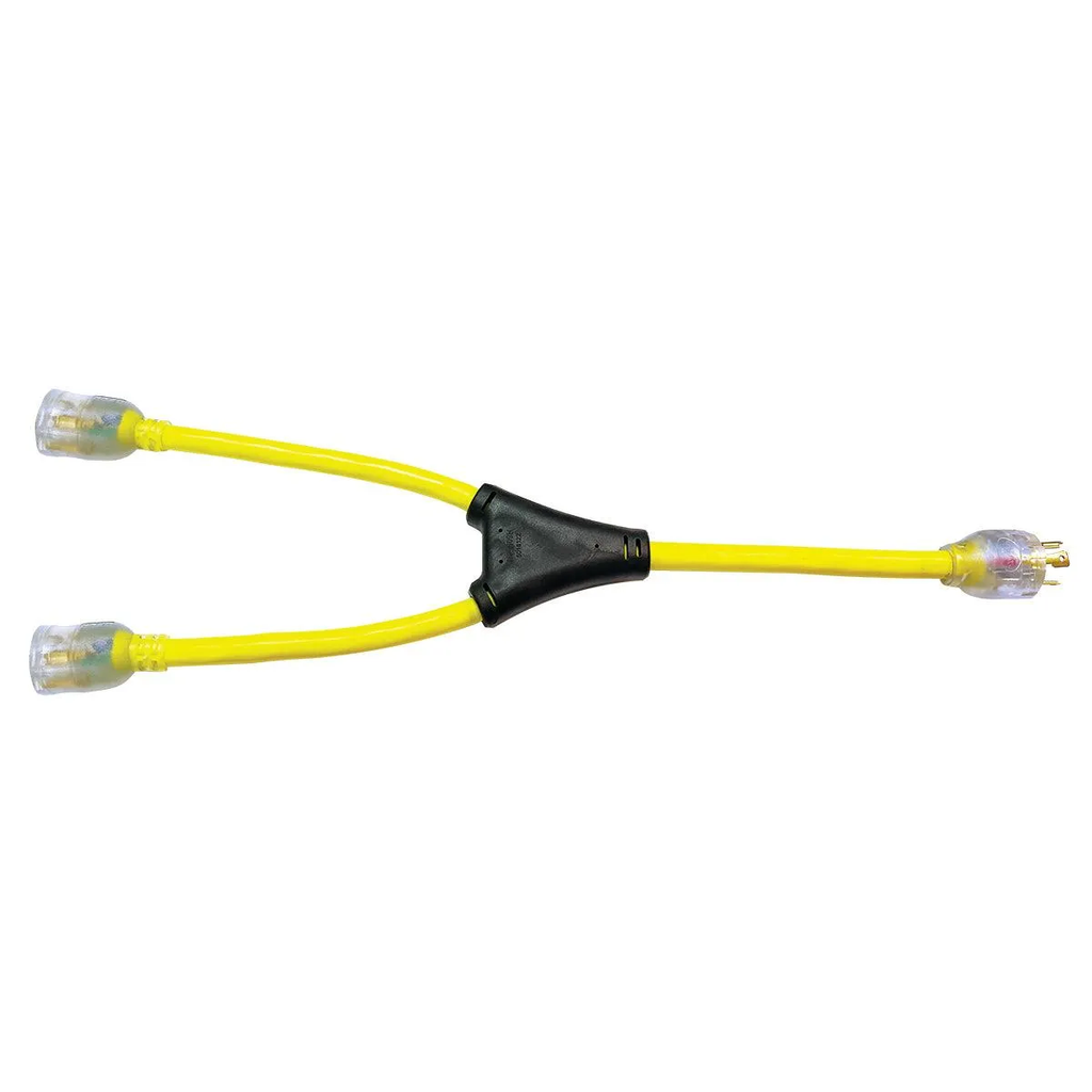[VOLTEC 04-00314] Voltec 04-00314  20 Amp Generator "Y" Adapter with Locking Plug and Lighted Ends