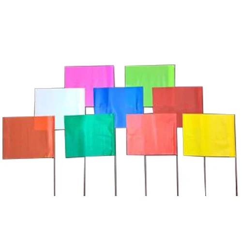 [YELLOW FLAG 4x5] 4 Inch X 5 Inch Flag With 21 Inch Wire Staff Flo Yellow 100 Per Bundle
