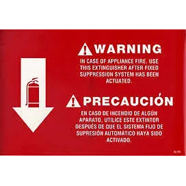 K Class Fire Extinguisher Arrow Sign Adhesive