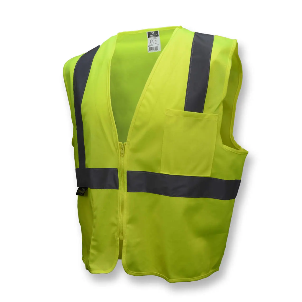 Class 2 Lime Green 4Xl Radians SV2Z Economy Type R Class 2 Solid Safety Vest With Zipper