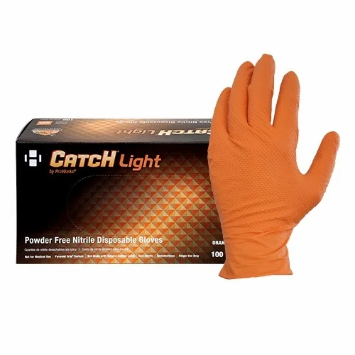 [GL-NT106ORFM] Catch Light By ProWorks Nitrile Powder Free Orange 6 Mil Gloves Medium 100 x 10