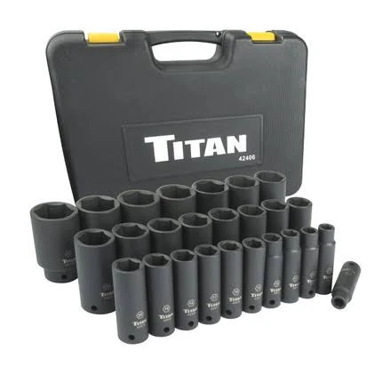[TIT42406] 26 pc. 1/2 in. Drive Metric Deep Impact Socket Set