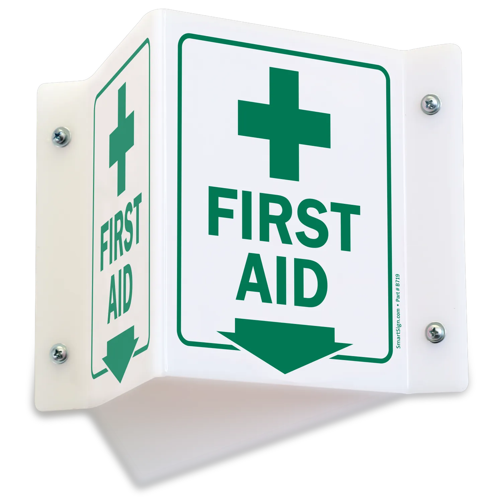 3D Plastic First Aid Sign Green Lettering