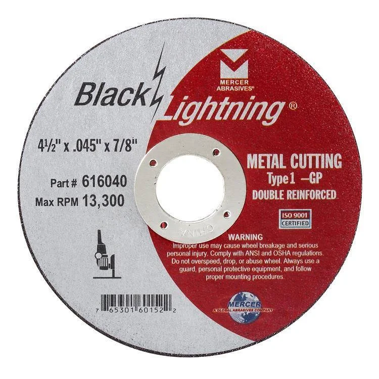 [MERCER 616040] 4-1/2 X.045X7/8' TYPE1 BLK LGHTNG CUTOFF WHEEL
